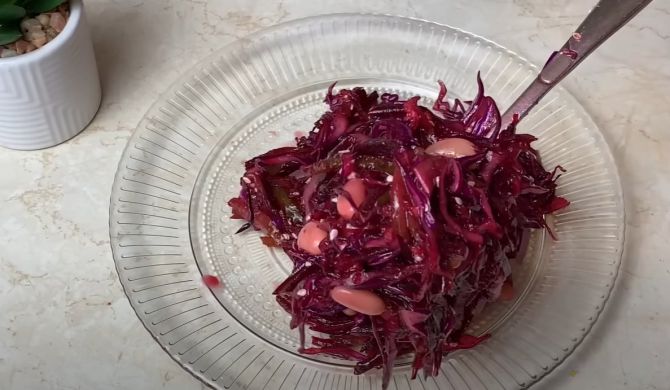 Салат с фасолью и капустой - рецепт с фото