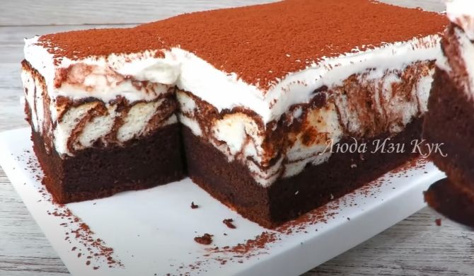 Мраморный кекс с какао и шоколадом простой рецепт пошаговый