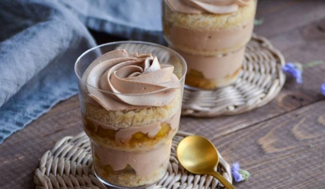 Десерт в стакане Яблоко Арахис с шоколадным кремом рецепт