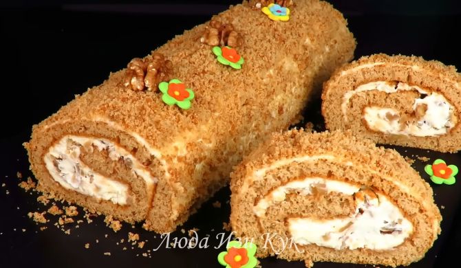Торт Рулет Медовик со сметанным кремом рецепт