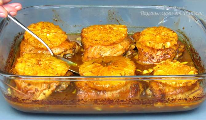 Запеченные куриные бедра с апельсинами в духовке рецепт
