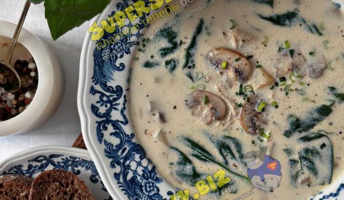 Сливочный суп с курицей и грибами рецепт