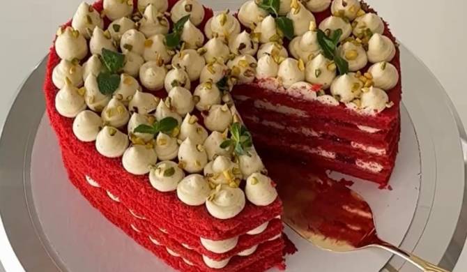 Торт Сердце Красный Бархат день влюбленных на 14 февраля рецепт