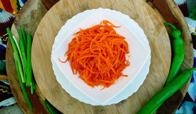 Видео Морковь по-корейски с луком и чесноком рецепт