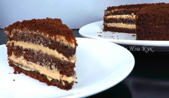 Шоколадный торт Три стакана с кефиром, какао и кремом со сметаной рецепт