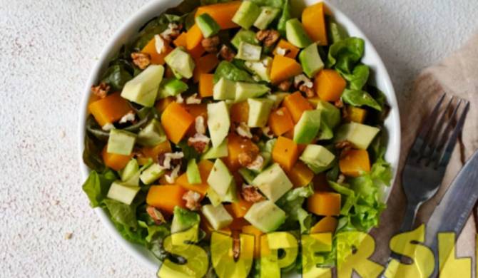 Салат из тыквы, авокадо и грецких орехов рецепт
