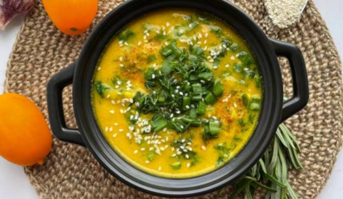 Нутовый суп пюре	с помидорами и шпинатом рецепт