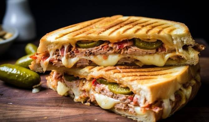 Кубинский сэндвич с салями, ветчиной, свининой, огурцами и сыром рецепт