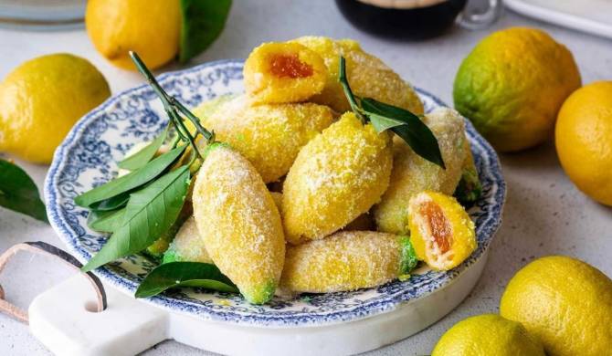 Желтое печенье Лимоны с джемом рецепт