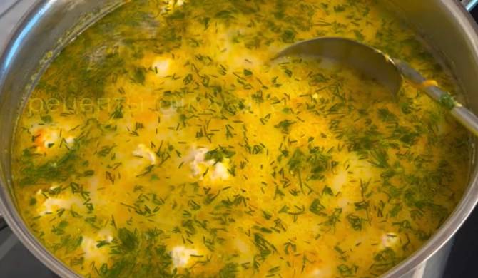 Сырный суп с тефтелями и вермишелью рецепт