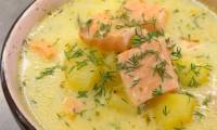 Сливочный финский рыбный суп с лососем