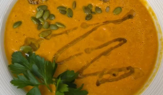 Крем суп из запеченных овощей на сливках в духовке рецепт
