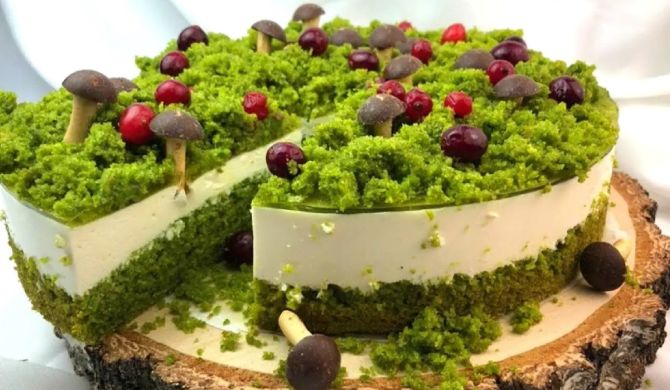 Съедобный бисквитный мох в микроволновке для декора тортов рецепт