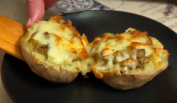 Картофель запеченный с грибами и сыром в духовке рецепт