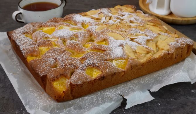 Тёртый пирог с творогом и апельсином – кулинарный рецепт