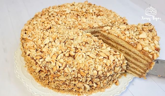 Песочный торт с кремом из сметаны и вареной сгущенкой рецепт