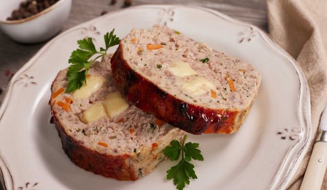 Мясной хлеб с сырной начинкой Просто Кухня рецепт