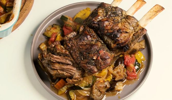 Запеченная говядина с овощами в духовке сочная рецепт