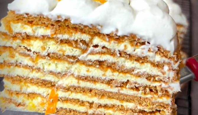 Апельсиновый торт Медовик с заварным кремом рецепт
