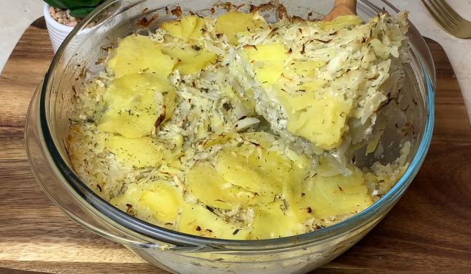 Картофельный гратен из капусты белокочанной и сыра рецепт