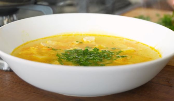 Кудрявый суп с яйцом и курицей рецепт