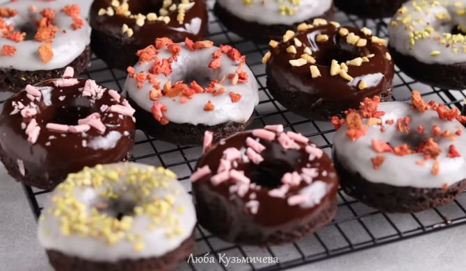 Шоколадные пончики в духовке с глазурью рецепт
