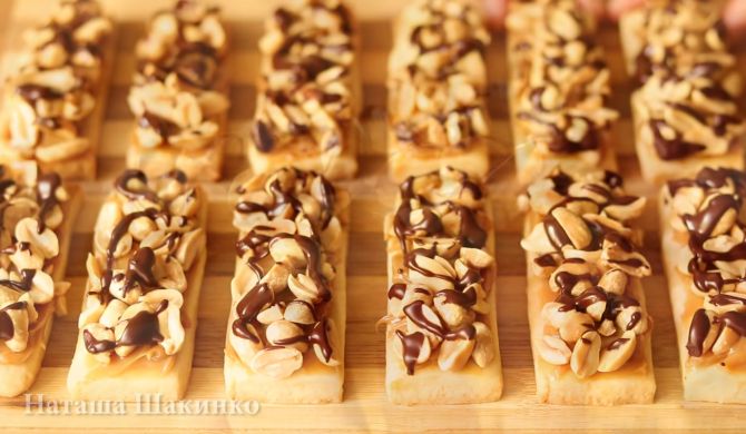 Печенье Сникерс с шоколадом, сгущенкой и арахисом рецепт