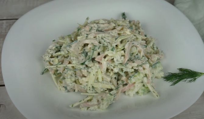 Постный салат с кальмарами без яиц рецепт