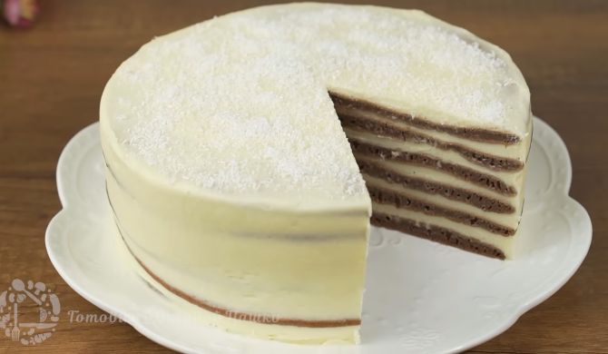 Бананово-шоколадный торт без выпечки на сковороде рецепт