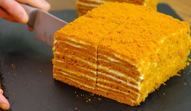 Вкуснейший торт Медовик без раскатки коржей рецепт