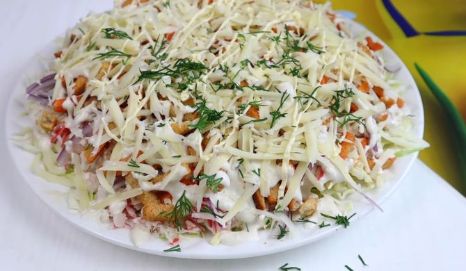 Салат с крабовыми палочками и капустой белокочанной рецепт