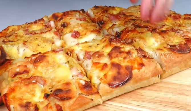 Фокачча Пирог с картошкой, сыром и беконом рецепт